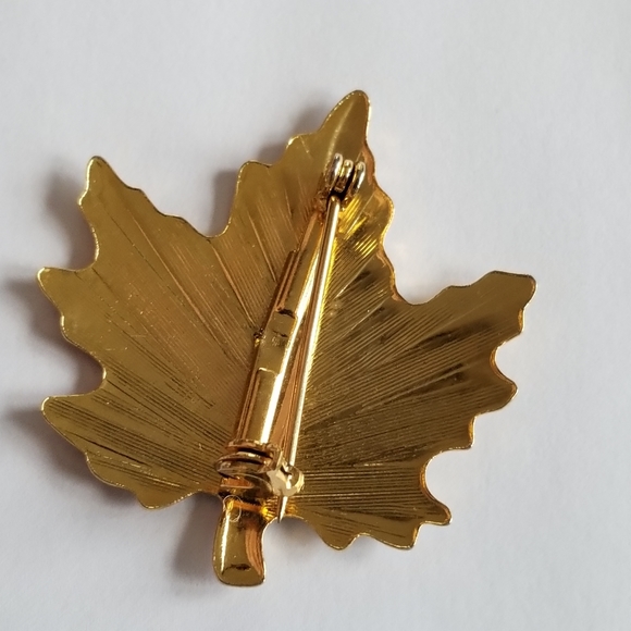 Vintage maple leaf brooch fall pin nature silver gold tone jewelry autumn - Picture 11 of 13